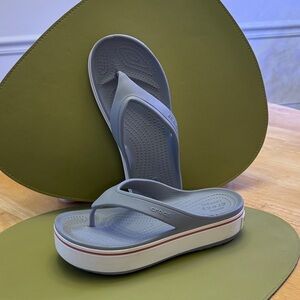 CROCS Gray Platform Flip Flops